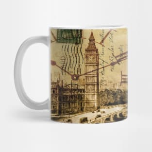 1980s dark academia UK landscape vintage london Thames River Big Ben Mug